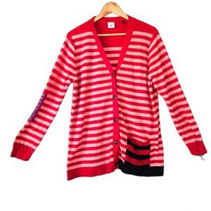 Cabi Picnic Cardigan Red Stripe Button-Down Cardigan Sweater XL 5446